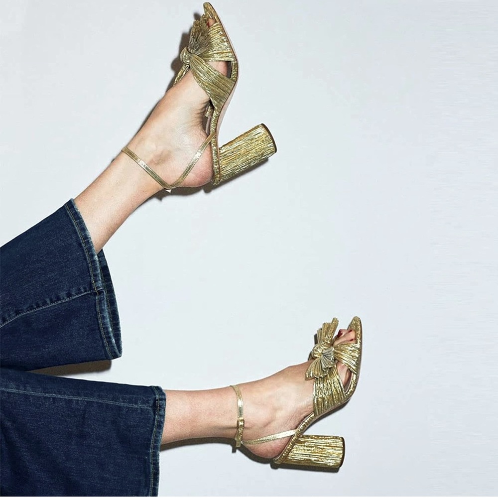 Knot mule sandal with ankle strap